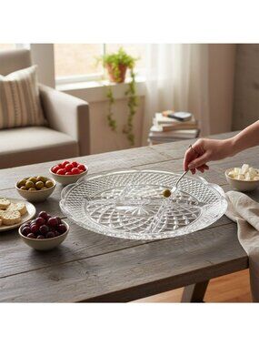Vintage Anchor Hocking Wexford 11" Round 5 Part Relish Plater